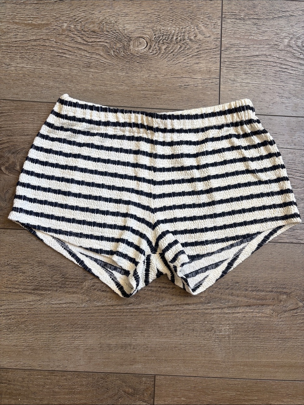 LE BOP Sadie Smocked Hot Shorts in
Black & White Stripes Shopbop